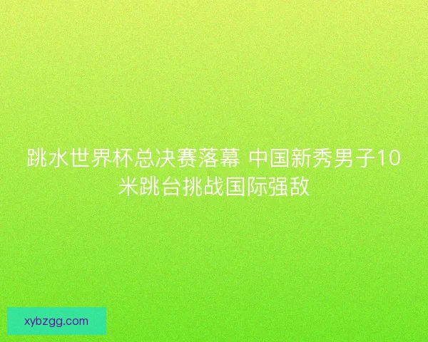 跳水世界杯总决赛落幕 中国新秀男子10米跳台挑战国际强敌